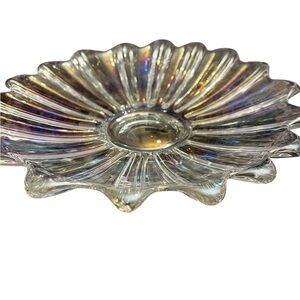 Vintage MCM Carnival Glass Flower Plate